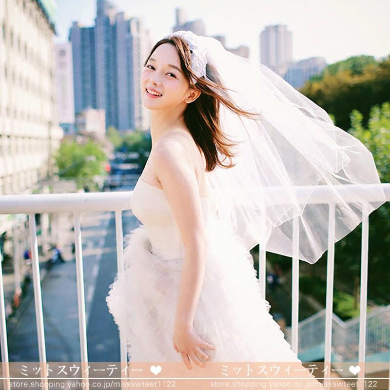 ウエディングベール ブライダル 安い ショートベール 結婚式用ベール チャペルベール 花嫁 ウェディングベール オフホワイト 二次会 ts026 ミットスウィーティー 通販 Yahoo ショッピング