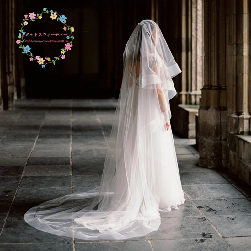 ロングベール ウエディングベール 結婚式 フェイスアップベール 二次会