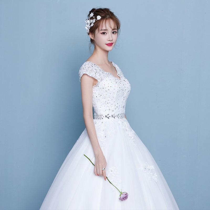 マタニティドレス 安い ウェディングドレス 結婚式 エンパイア お呼ばれ 二次会 ウエディングドレス 花嫁 ロングドレス ブライダル 妊婦可 大きいサイズ 白_3