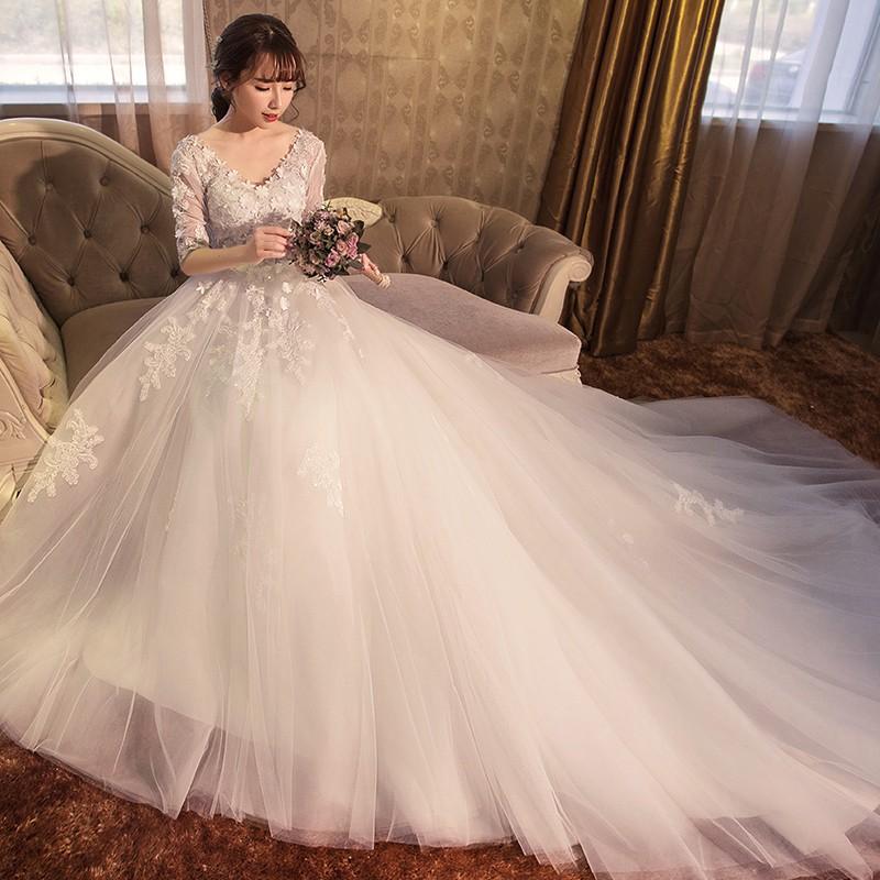 ロングドレス 長袖 結婚式 マタニティドレス 花嫁 ウエディングドレス