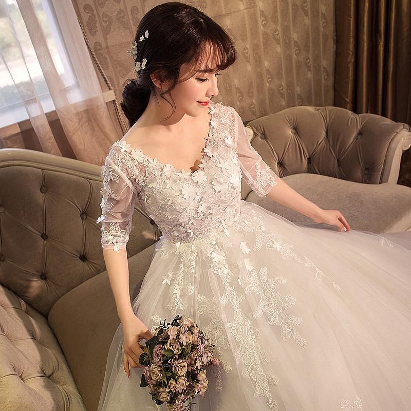 ロングドレス 長袖 結婚式 マタニティドレス 花嫁 ウエディングドレス 安い ウェディングドレス 二次会 エンパイア お呼ばれ ブライダル トレーン ドレス 秋冬 Yfhs032 ミットスウィーティー 通販 Yahoo ショッピング