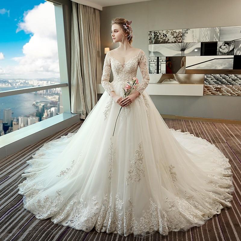 マタニティドレス 長袖 ロングドレス 二次会 花嫁 ウエディングドレス 安い ウェディングドレス 結婚式 エンパイア お呼ばれ ブライダル トレーン ドレス Yfhs073 ミットスウィーティー 通販 Yahoo ショッピング