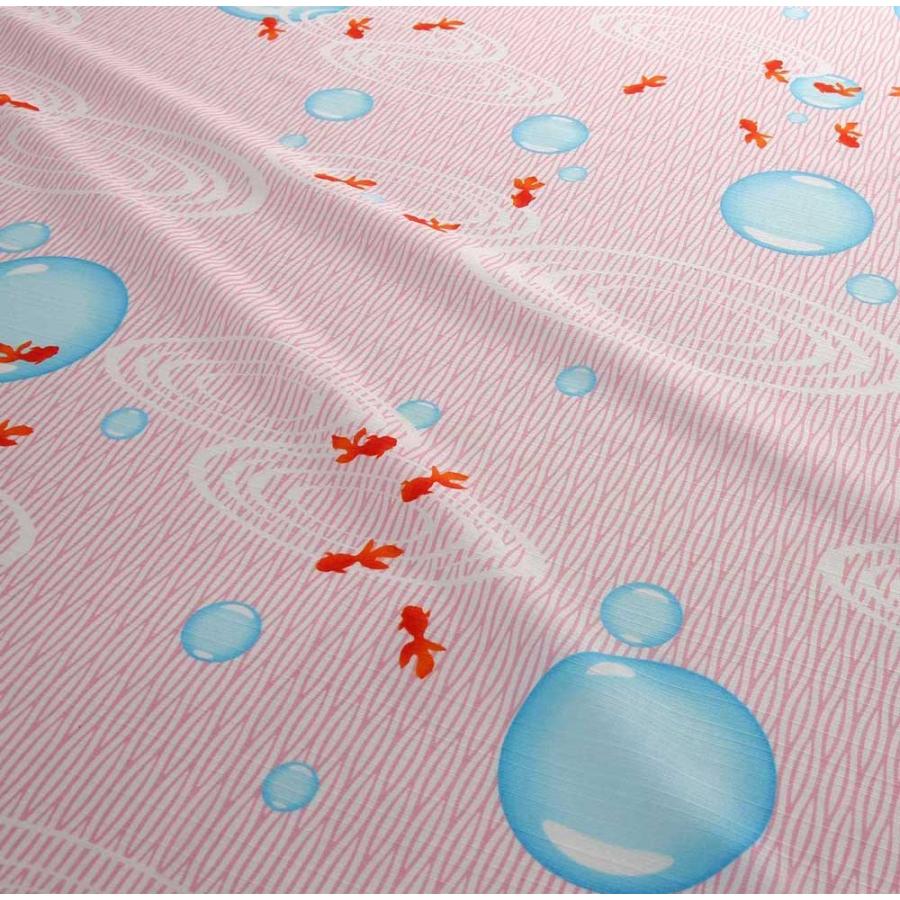 浴衣セット しずくに金魚柄 日本製 子供用旅館浴衣と帯のセット 業務用