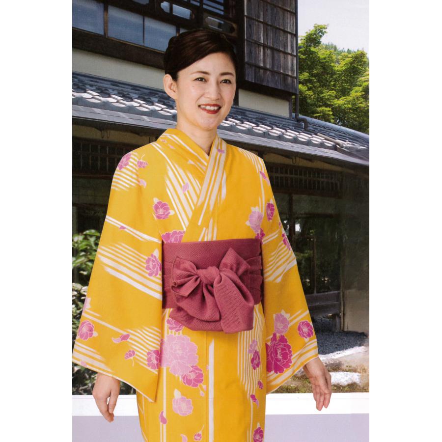 浴衣のみ】【風香シリーズ】おしゃれ旅館ゆかた 矢羽に薔薇・黄色
