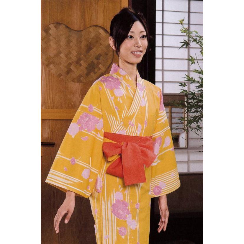 浴衣のみ】【風香シリーズ】おしゃれ旅館ゆかた 矢羽に薔薇・黄色