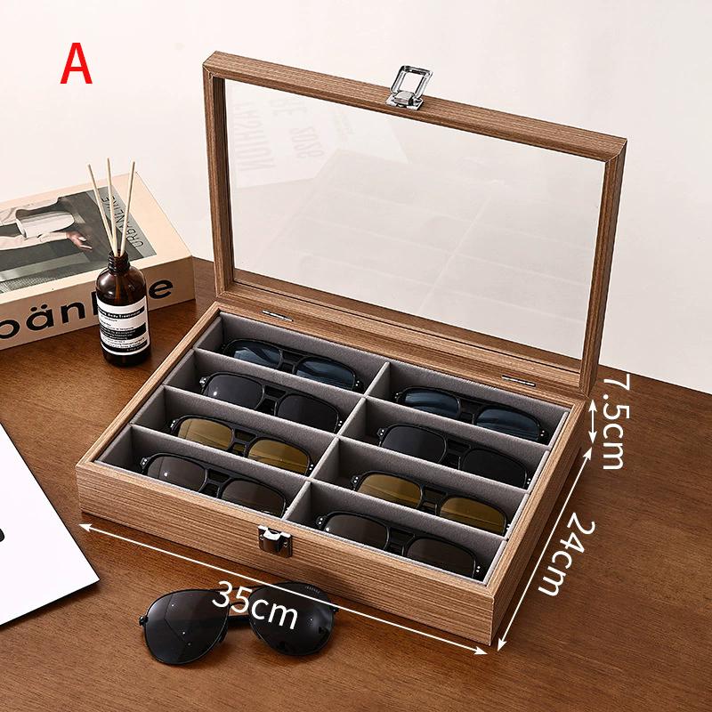 サングラス収納ケース 眼鏡 サングラス収納ボックス 8スロット 木製