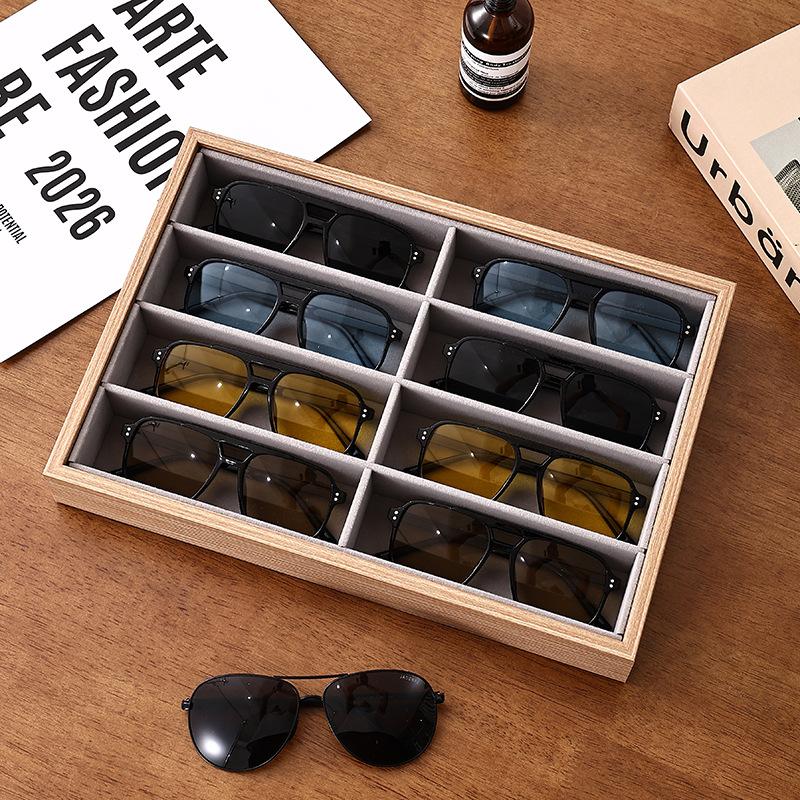 サングラス収納ケース 眼鏡 サングラス収納ボックス 8スロット 木製