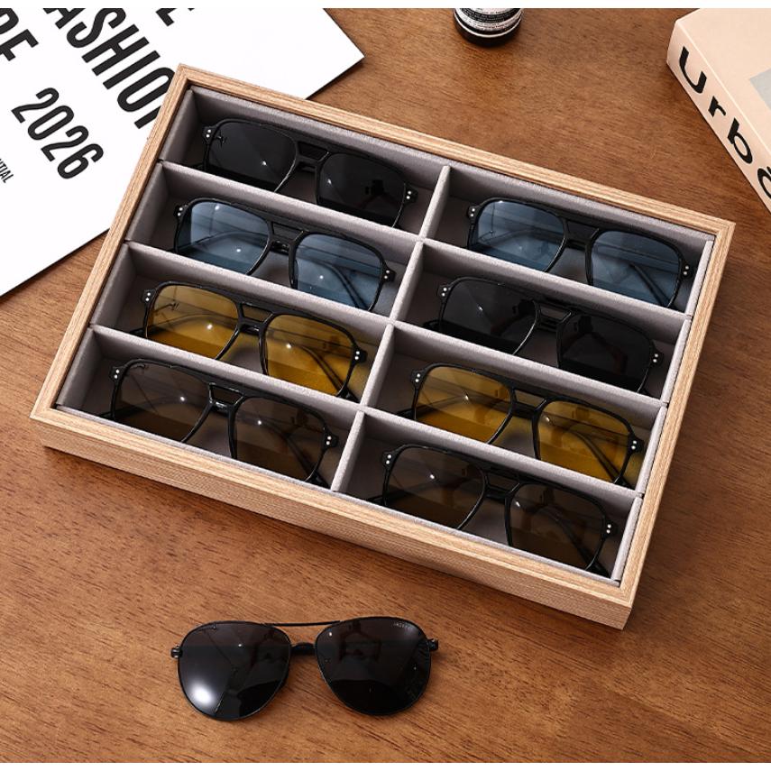 サングラス収納ケース 眼鏡 サングラス収納ボックス 8スロット 木製
