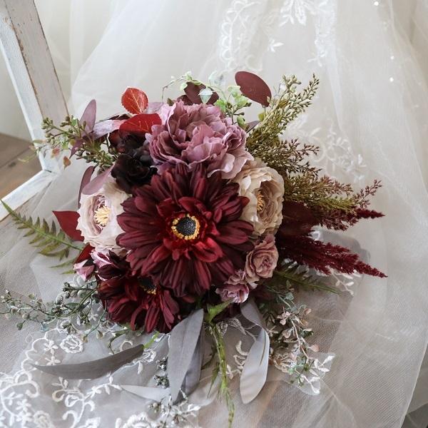 上等 アンティークガーベラ クラッチブーケ シック ブト付 前撮り フォトウェディング Wg Suedost At