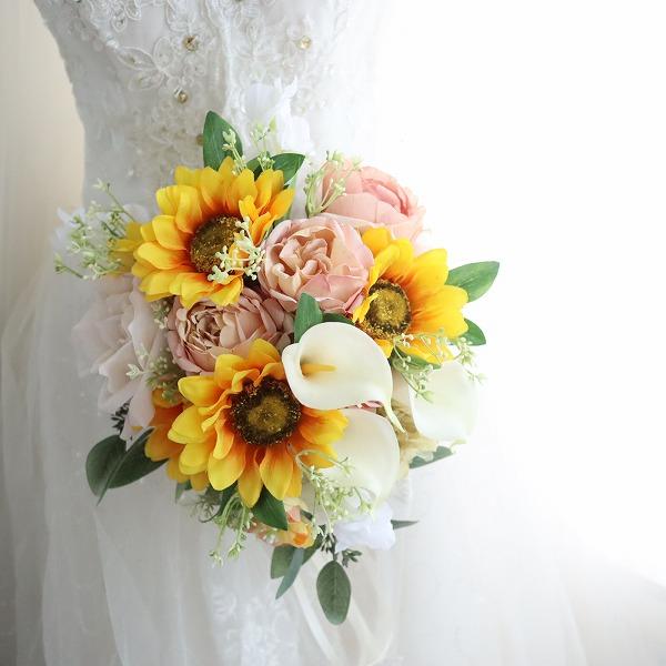 ひまわり 夏婚 クラッチブーケ フォトウェディング 399 : 花とブーケの
