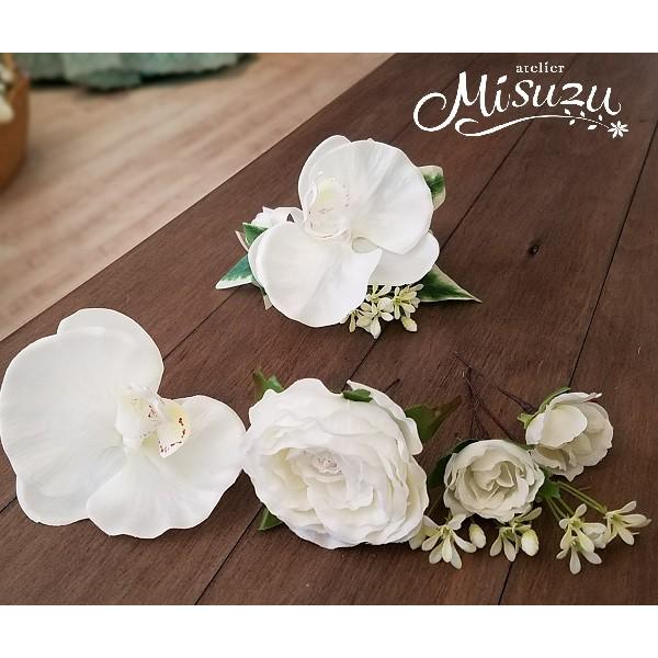 胡蝶蘭ラウンドブーケセット ホワイト 上質 海外挙式 ブライダル : 花