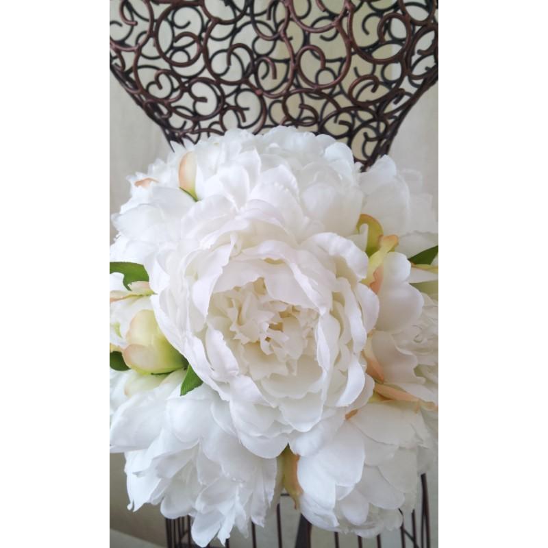 ピオニー　芍薬　白　クラッチブーケ　ブートニア ピオニー芍薬のクラッチブーケ ブトニア ヘアパーツセット