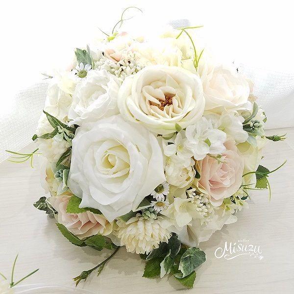 ブーケ　ブートニア　花冠 ブーケ ブートニア 花冠の3点セット ブライダル アートフラワー