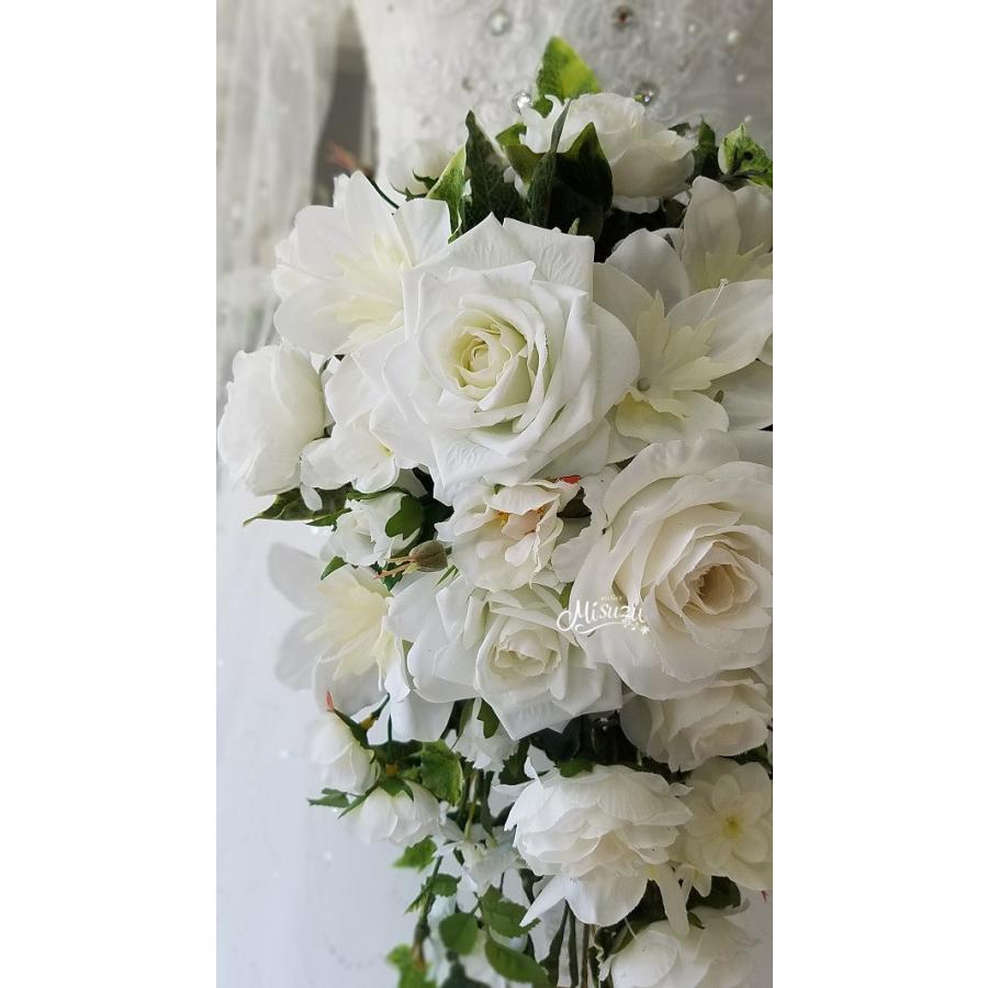 ユーチャリス 薔薇 アーティシャルフラワーブーケブートニア キャスケード