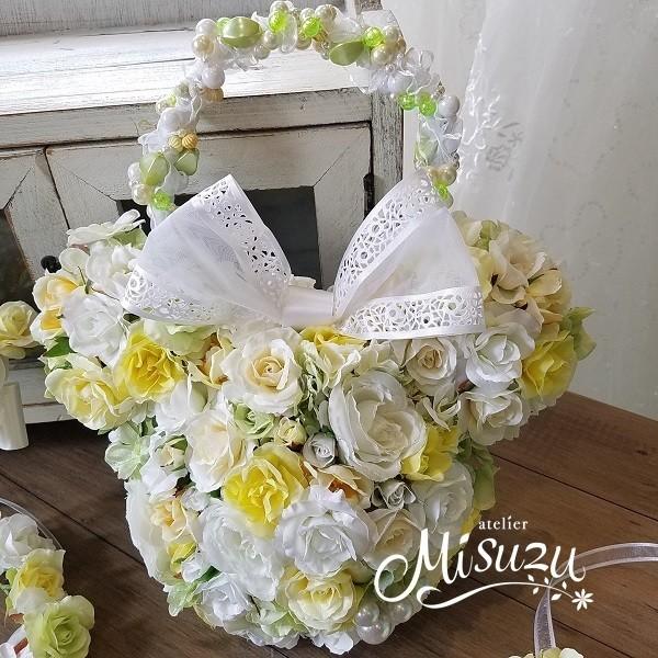 ブーケ　花冠　ブートニア　セット ウェディングブーケ ＊ブートニア＊花冠＊リストレット 4点