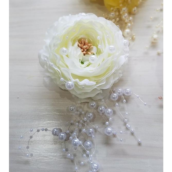 コサージュ ラナンwithパールガーランド(アイボリー) 髪飾り