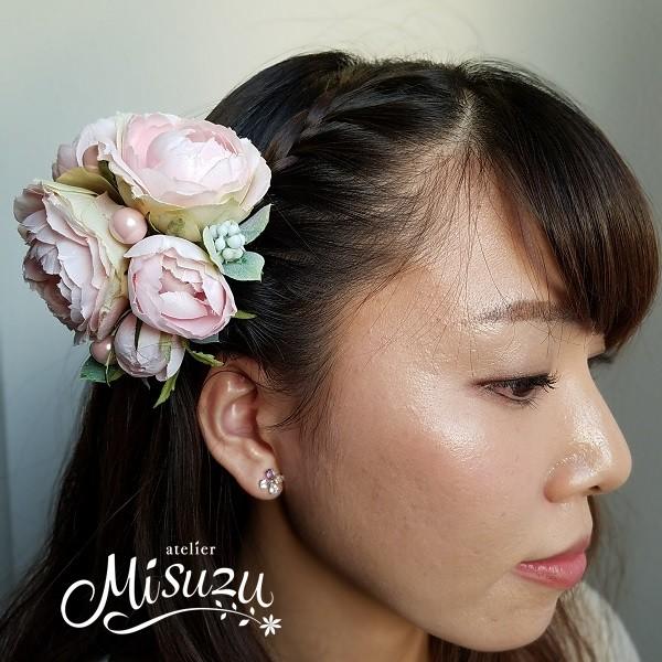 エクリュ ベビーピンク コサージュ ヘアコサージュ 髪飾り フォーマル