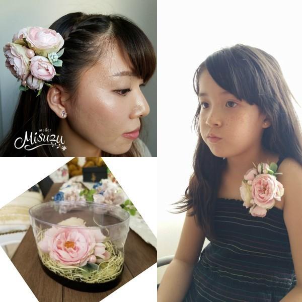 エクリュ ベビーピンク コサージュ ヘアコサージュ 髪飾り フォーマル