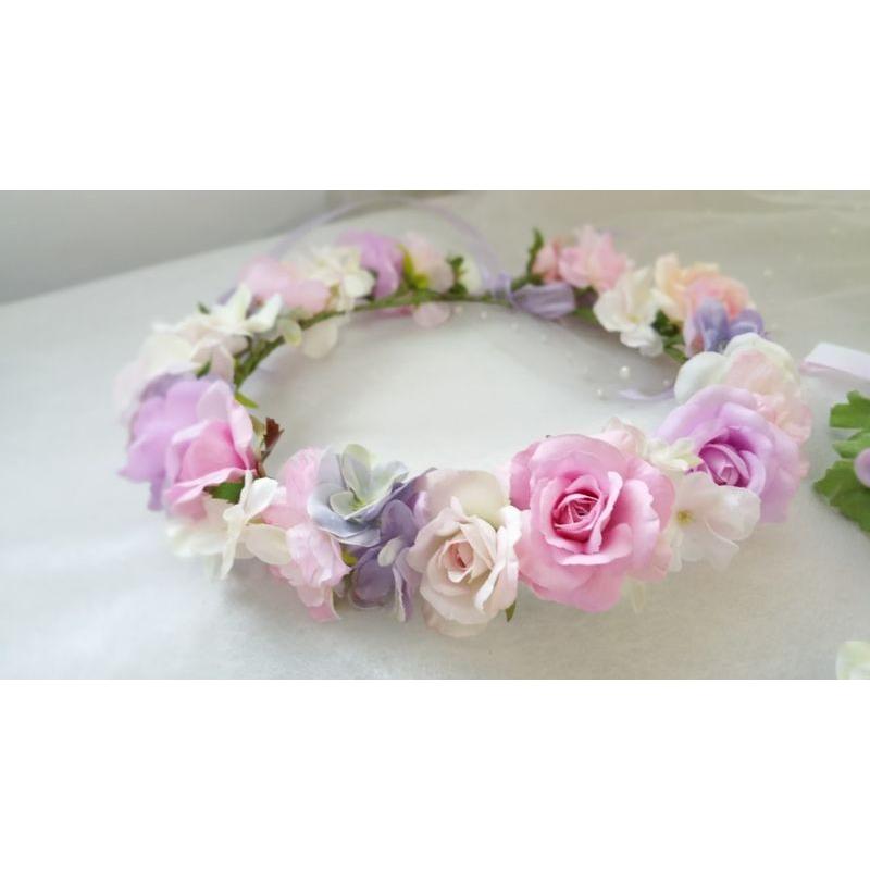 ヘッドドレス 花冠・ブトニア・リストレットの3点セット ウェディング  