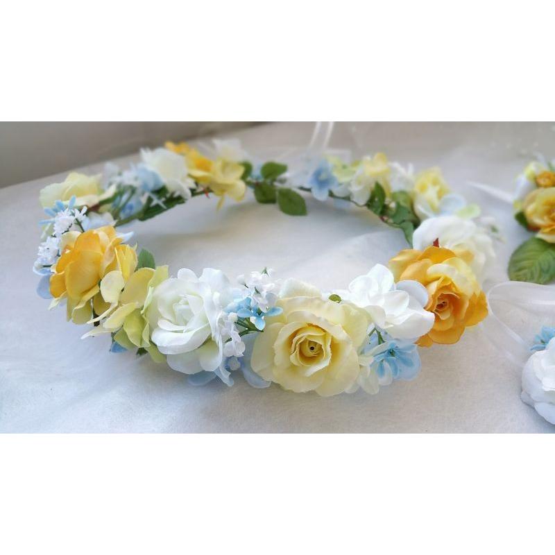 ヘッドドレス お得な花冠セット ウェディング 造花 夏フェス 髪飾り ヘアパーツ ティアラ 花輪crown201set