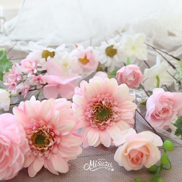 *misuzu*ガーベラ ピンクグラデ ナチュラルフラワー 小花系  ガーデンパーティヘッドドレス｜misuzu1187｜02