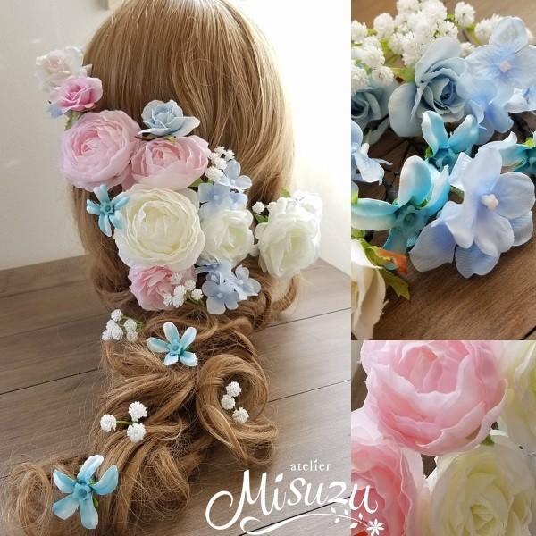 ヘアパーツセットp ヘッドドレス 海外ウェディング ラプンツェル風 髪飾り ピンク 2 Hair051 18 Off