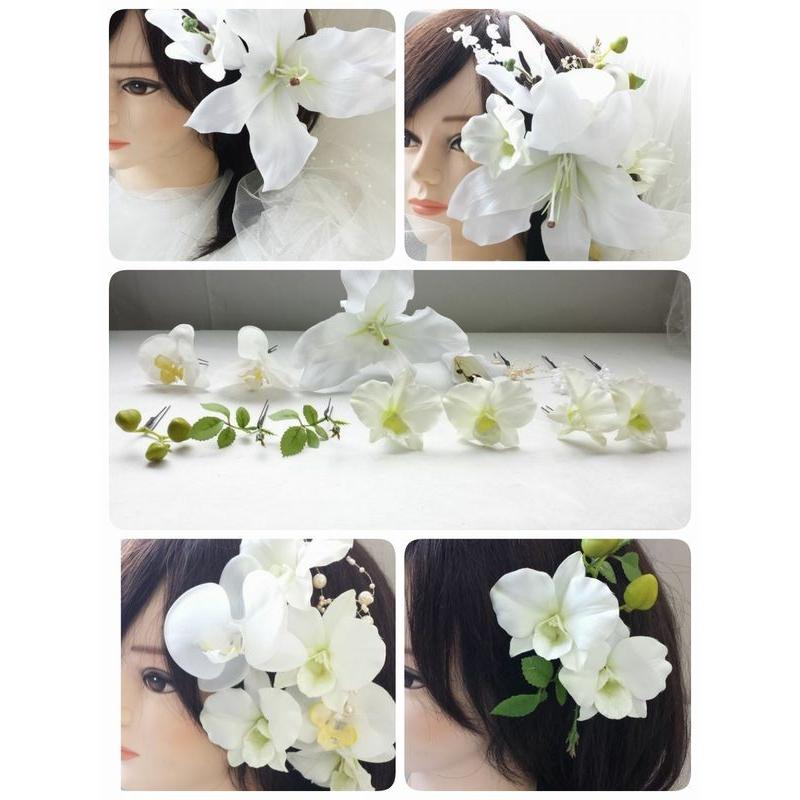 Outlet ヘアパーツセット 髪飾り ウェディングドレス 白無垢 和洋折衷 カサブランカ デンファレout080 Outlet025 花とブーケのアトリエ美鈴ヤフー店 通販 Yahoo ショッピング