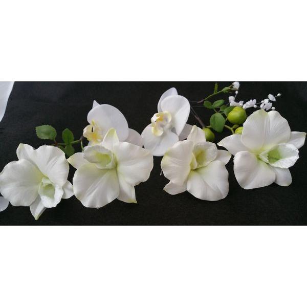 Outlet ヘアパーツセット 髪飾り ウェディングドレス 白無垢 和洋折衷 カサブランカ デンファレout080 Outlet025 花とブーケのアトリエ美鈴ヤフー店 通販 Yahoo ショッピング