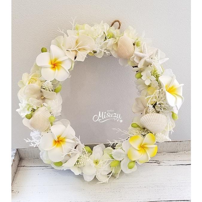 フラワーリース ウェルカムリース ギフト プルメリア マリン 貝殻 贈り物 ガーデン 玄関2 Wreath019 Wreath019 花とブーケのアトリエ美鈴ヤフー店 通販 Yahoo ショッピング