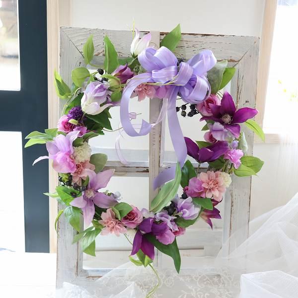 鉄線 クレマチス と利休草 リキュウソウ のリース インテリア 玄関 お見舞 お祝 プレゼント Wreath179 花とブーケのアトリエ美鈴ヤフー店 通販 Yahoo ショッピング