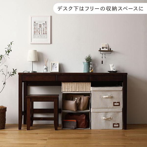 MITAS天然木 デスクセット 〔デスク幅140×奥行45cm+ベンチ ナチュラル〕 引き出し付き おしゃれ 北欧風 パソコンデスク 机 PCデスクtoの画像