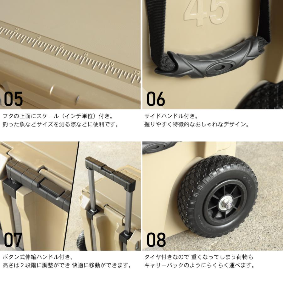【新品 送料無料】タイヤ付き　45QT サンド　アイスランドクーラーボックス よろずやマルシェ本店 | アイスランド クーラーボックス タイヤ