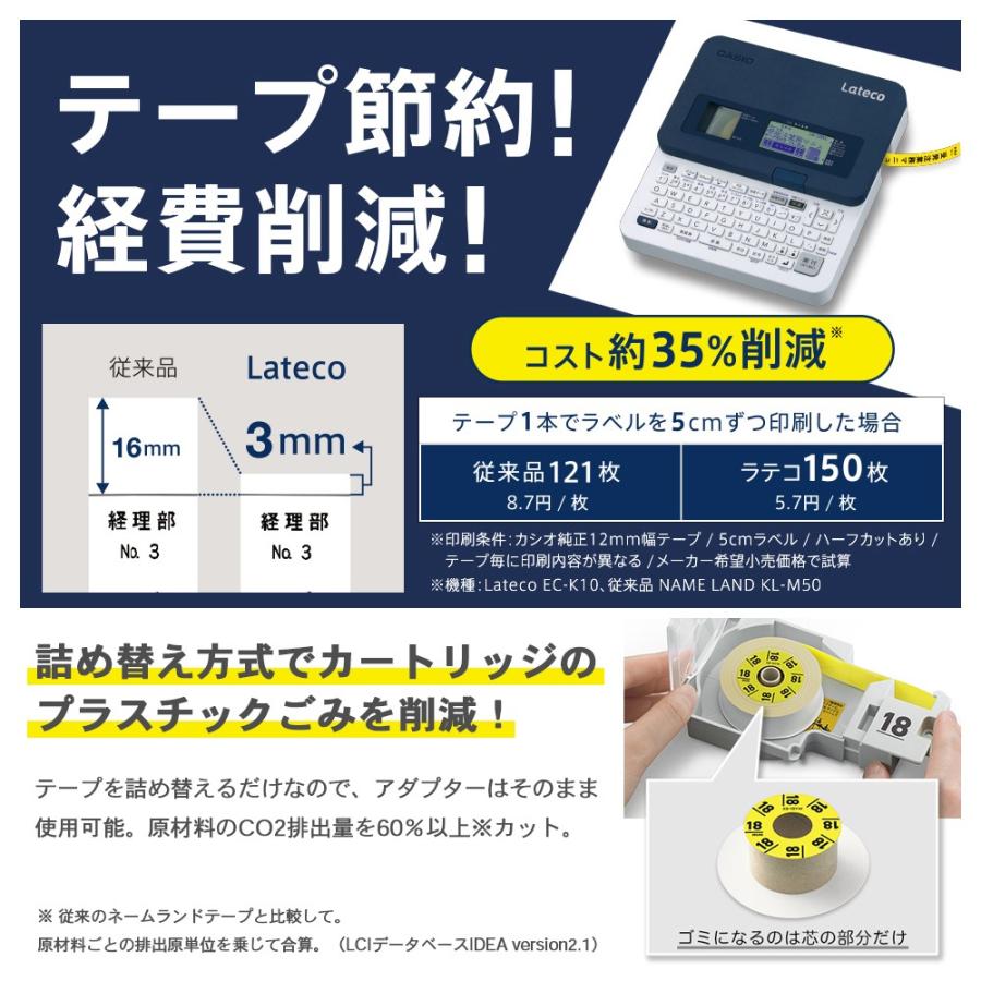 カシオ Lateco ラテコ本体 EC-K10SET （18mm幅テープ 3本付）｜mitastore｜02