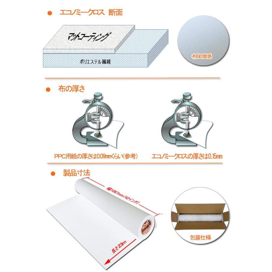 インクジェットロール紙　エコノミークロス　幅1067mm（42インチ）×長さ30m　厚0.15mm　2本入