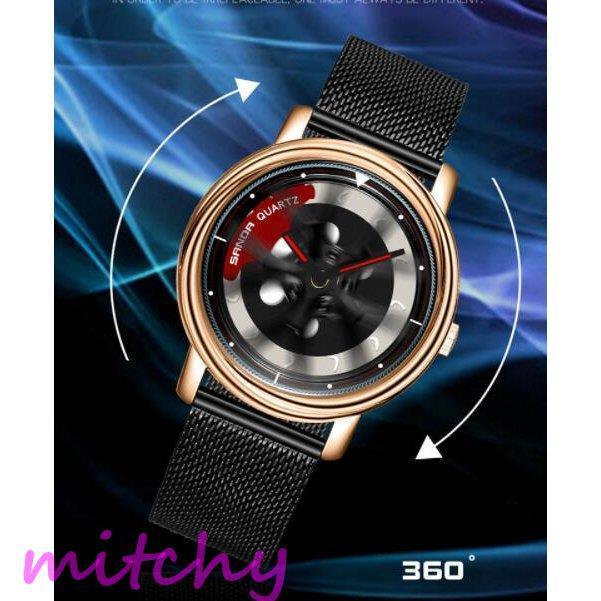 4年保証 メンズ 腕時計 40代 Sanda スピンタイプ 防水 ホイール ３d 安い おしゃれ 30代 代 腕時計 カラー ブルー