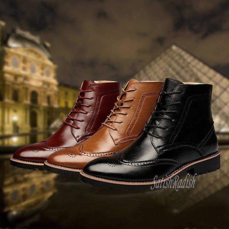 お買い得モデル 6cmアップ シークレットブーツ ブローグブーツ 春秋冬 紳士靴 カジュアル ウイングチップ イギリス風 ミドルカット メンズシューズ メンズブーツ カントリーブーツ 季節 裏ボア無し Lifeinlacruz Com