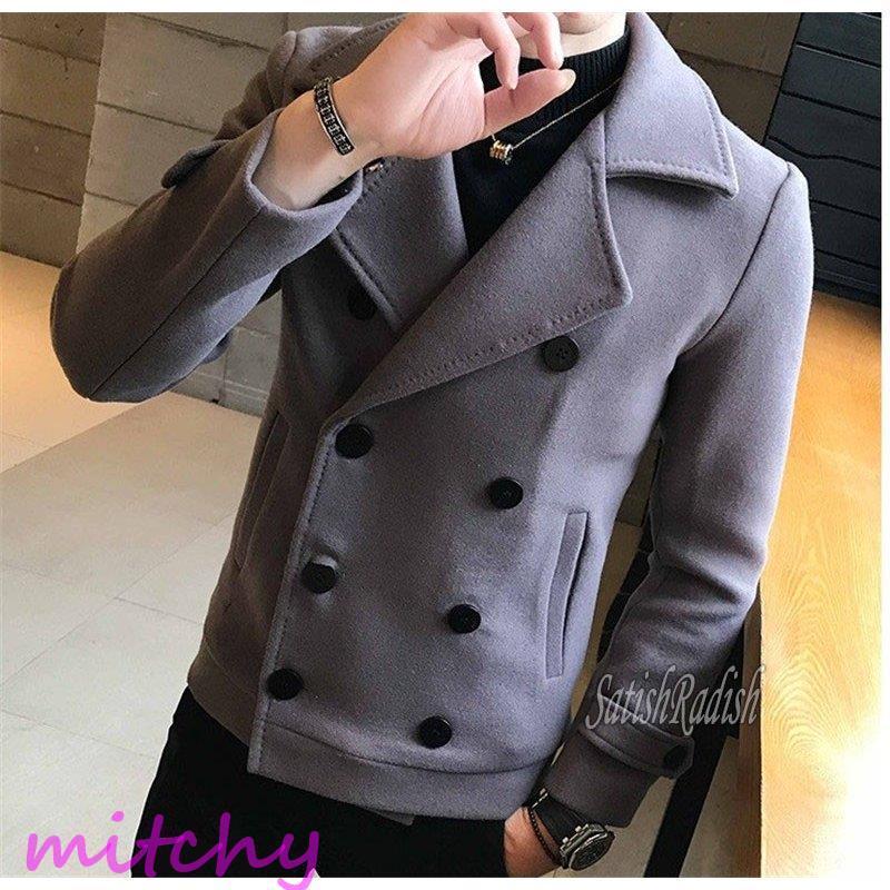 ピーコート メンズ Pコート 紳士服 フェイクウールコート ショートコート ショート丈 撥水 アウター 秋 冬 無地 カジュアル ダブル Wwii ql163 ミッチーショップ 通販 Yahoo ショッピング