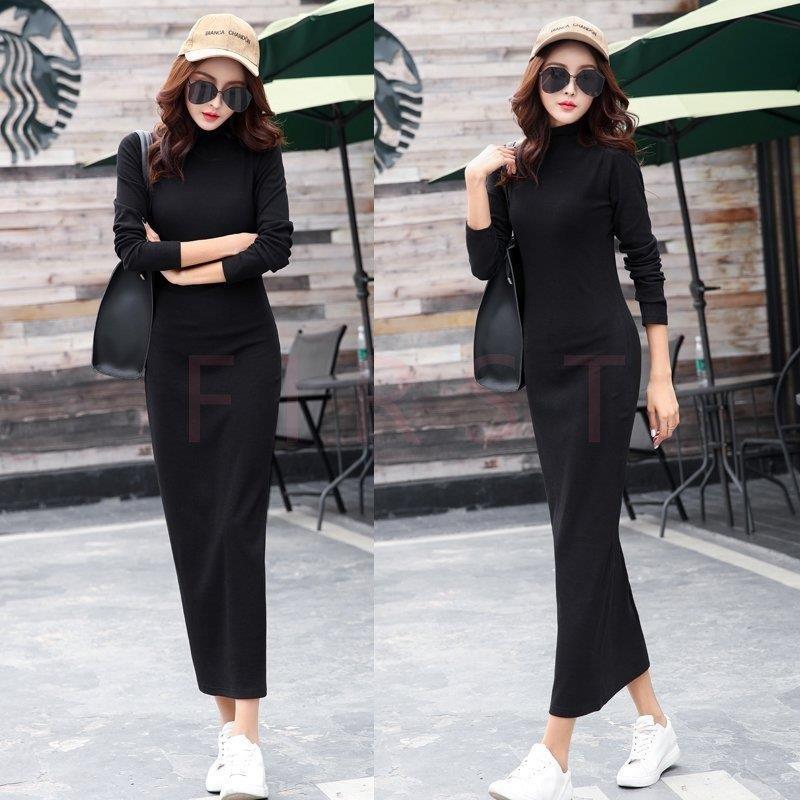 マキシワンピース レディース 秋冬 スウェットワンピース ハイネック 黒タイトスカート ひざ下ワンピース インナー 細身 大きいサイズ オシャレ 大人 Wwii ql508 ミッチーショップ 通販 Yahoo ショッピング