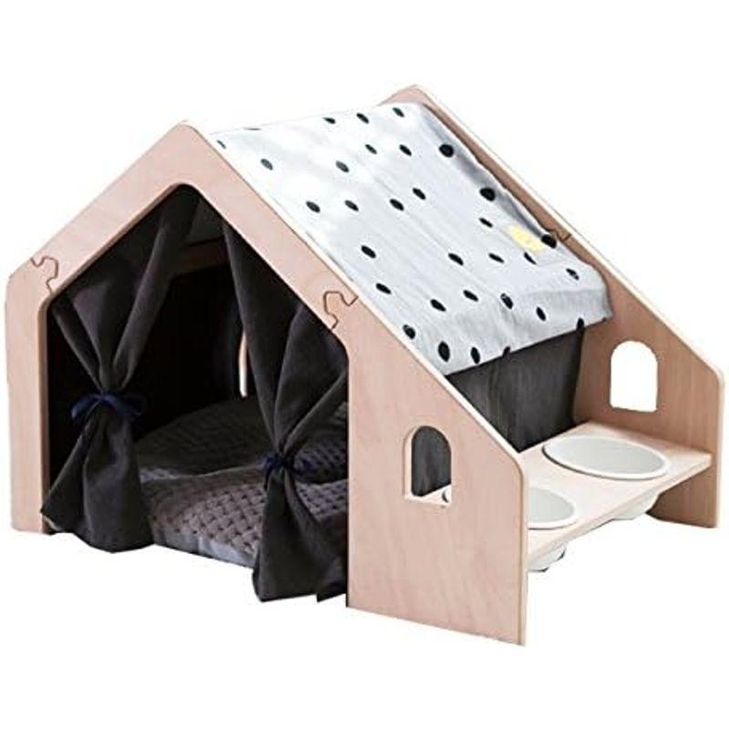 【美品】 naspa ペットハウス マルチテーブル型 室内用 犬小屋 ストライプ ドッ ブラックドット 【N4011757982】(22137円)