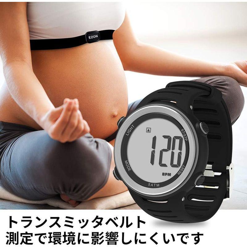 ✨美品✨ EZON ランニングウォッチ スポーツウォッチ 心拍計 IP67防水防塵 1.22インチ大盤面表示 メンズ ブラック (シルバー) 【O1939405506】(10702円)