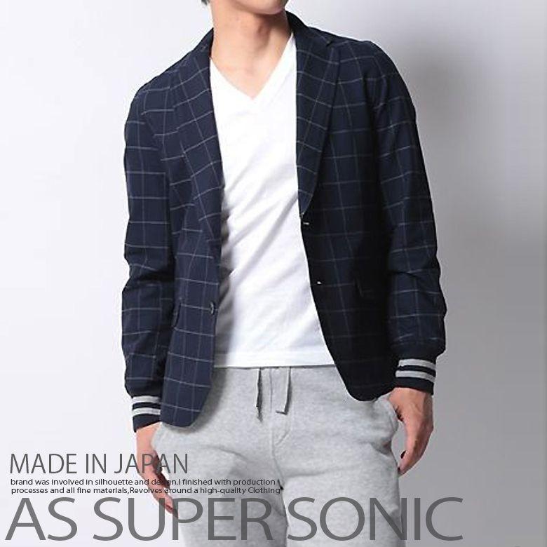 テーラードジャケット メンズ きれいめ ウィンドペンチェック ショートジャケット 袖リブ 日本製 メンズファッション As Super Sonic A As Super Sonic 通販 Yahoo ショッピング