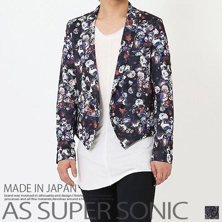 スペンサージャケット メンズ ショートジャケット モード ブラック フールドリス柄 きれいめ ブラック系鮮やかな花柄 グレー系紋章風 A As Super Sonic Mitezza 通販 Yahoo ショッピング