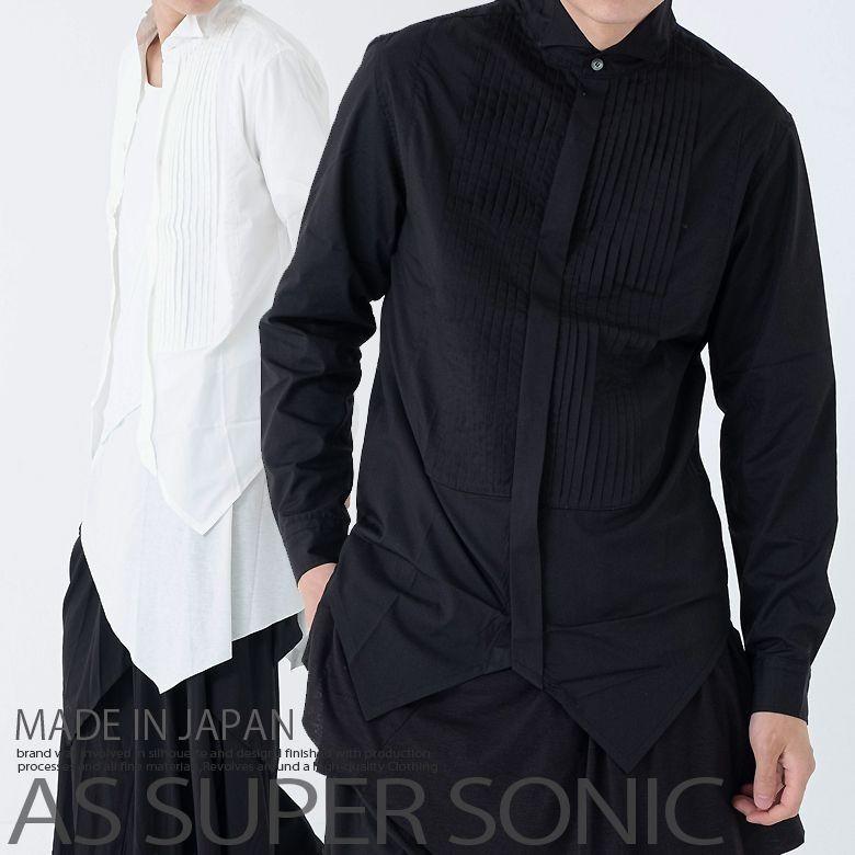 シャツ ロング丈 プリーツ ウイングカラー メンズ 白 黒 As Super Sonic A As Super Sonic Mitezza 通販 Yahoo ショッピング