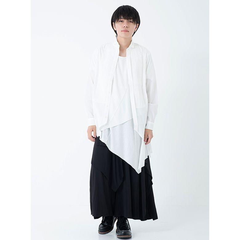シャツ ロング丈 プリーツ ウイングカラー メンズ 白 黒 As Super Sonic A As Super Sonic 通販 Yahoo ショッピング