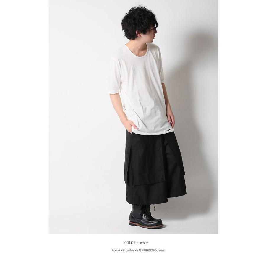 カットソー メンズ ロング丈 モード系 サイドポケット 裾ダメージ Tシャツ メンズファッション ブラック ホワイト As Super Sonic As Super Sonic 通販 Yahoo ショッピング