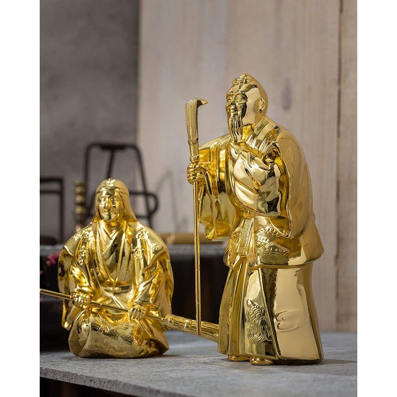 吉祥 高砂 （金メッキ/24金）＿置物 能 相生松 長寿 夫婦円満 高岡銅器