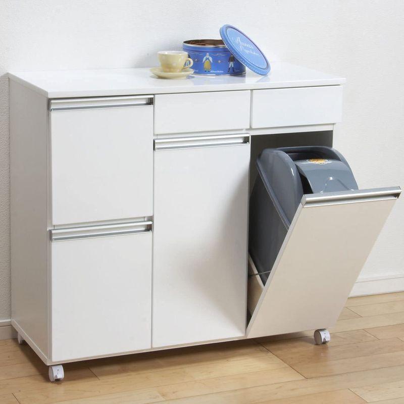 ダイニング ダストボックス ごみ箱 4分別 引き出し付き 完成品 ホワイト B07D8Q4TW6 ゴミ箱、ダストボックス