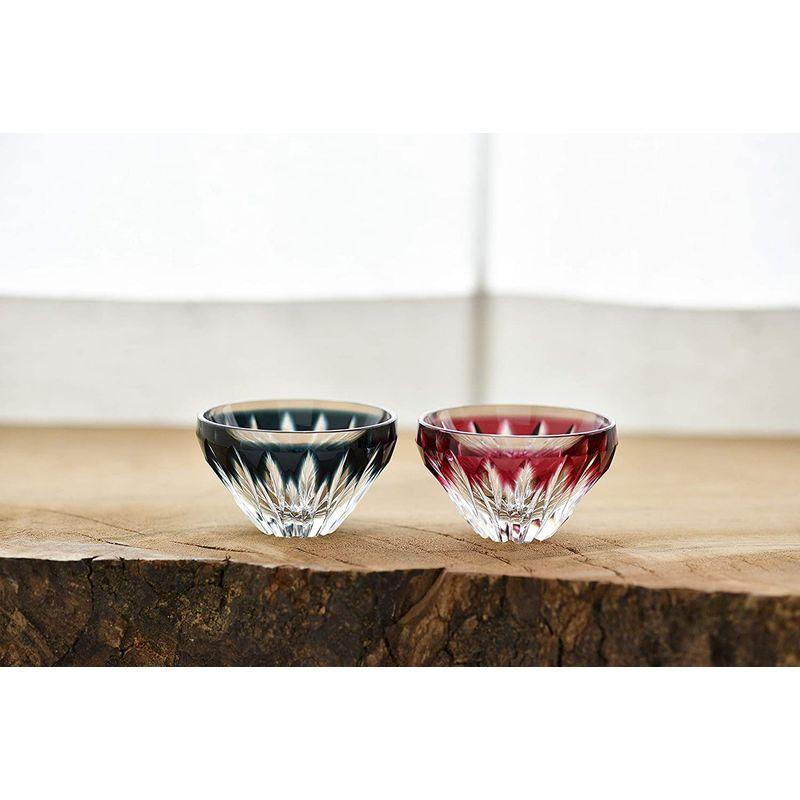 クラシッククラシック薩摩びーどろ工芸 薩摩切子 藍 富士山盃 コップ