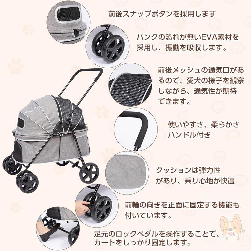 PETTOM ペットカート 犬 カート 軽量 雨カバー付き 犬用ベビーカー 猫 バギー 多頭飼い 小型犬 中型犬 老犬 介護用 おでかけ 多 ペットカート 犬 カート 軽量 雨カバー付き 犬用ベビーカー 猫 バギー 多頭飼い 小型犬 中型犬 老犬 介護用 おでかけ 多 旅行などの屋外でペットカートの中ならわんちゃんも飼い主さんも安心 多頭飼いにも便利です また