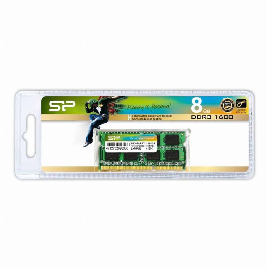 シリコンパワー ノートPC用メモリ DDR3-1600 PC3-12800 8GB×1枚 204Pin Mac 対応 SP008GBSTU160N02 | 